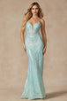 Vestido ajustado de encaje con apliques de lentejuelas de Juliet 2405