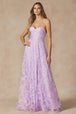 Vestido largo sin tirantes con estampado de purpurina de Juliet 2403