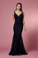 Vestido de sirena sin mangas bordado de Nox Anabel A398