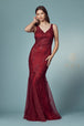 Vestido de sirena sin mangas bordado de Nox Anabel A398