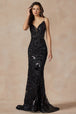 Vestido ajustado con estampado de lentejuelas y escote en V de Juliet 2411