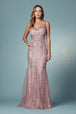 Vestido de sirena sin mangas bordado de Nox Anabel A398