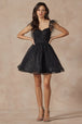 Vestido corto bordado de plumas sin mangas de Juliet 881