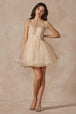 Vestido corto bordado de plumas sin mangas de Juliet 881