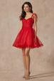 Vestido corto bordado de plumas sin mangas de Juliet 881