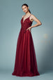 Vestido largo con cuerpo de tul bordado de Nox Anabel R357