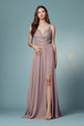 Vestido largo con cuerpo bordado de Nox Anabel Y299