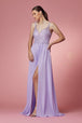 Vestido largo con cuerpo bordado de Nox Anabel Y299
