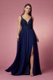 Vestido largo con cuerpo bordado de Nox Anabel Y299