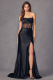 Vestido ajustado sin tirantes con aberturas de Juliet 2416
