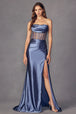 Vestido ajustado sin tirantes con aberturas de Juliet 2416