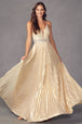 Vestido largo plisado metalizado con cuello en V by Juliet 226
