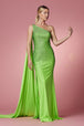 Vestido largo ajustado con un hombro de Nox Anabel E1039