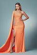 Vestido largo ajustado con un hombro de Nox Anabel E1039