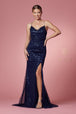 Vestido ajustado con encaje de lentejuelas en la espalda de Nox Anabel R1031