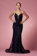 Vestido de sirena con estampado de purpurina y cuello en V de Nox Anabel R282-1