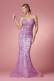 Vestido de sirena con estampado de purpurina y cuello en V de Nox Anabel R282-1