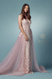 Vestido ajustado con sobrefalda y apliques de encaje de Nox Anabel F485