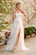 Vestido de novia de hombros descubiertos con apliques y gran abertura de Nox Anabel e441