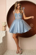 Vestido corto bordado sin mangas de Nox Anabel F728