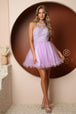 Vestido corto de tul con corpiño bordado de Nox Anabel B652