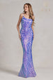 Vestido de un hombro con estampado de lentejuelas de Nox Anabel R1204