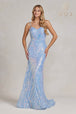 Vestido de sirena sin mangas con estampado de lentejuelas de Nox Anabel R1072