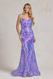 Vestido de sirena sin mangas con estampado de lentejuelas de Nox Anabel R1072