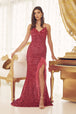 Vestido ajustado de lentejuelas y plumas de Nox Anabel R1059
