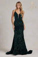 Vestido de sirena con espalda de encaje y lentejuelas de Nox Anabel C1109
