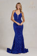 Vestido de sirena con espalda de encaje y lentejuelas de Nox Anabel C1109