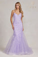 Vestido de sirena con pedrería florales y cuello en V de Nox Anabel C1117