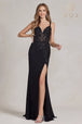 Vestido entallada bordada cuello pico de Nox Anabel H1090