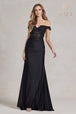 Vestido bordada con hombros descubiertos de Nox Anabel E1184