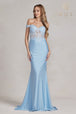 Vestido bordada con hombros descubiertos de Nox Anabel E1184