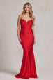 Vestido de sirena sin mangas con pedrería de Nox Anabel K1123