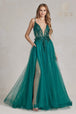 Vestido de sirena de tul con apliques de purpurina de Nox Anabel C1113