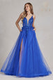 Vestido de sirena de tul con apliques de purpurina de Nox Anabel C1113