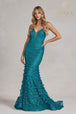 Vestido de sirena 3D Floral Glitter de Nox Anabel C1110