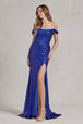 Vestido de lentejuelas sin hombros de Nox Anabel R1203