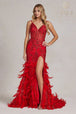 Vestido entallado de plumas con estampado de purpurina de Nox Anabel C1119