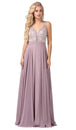 Vestido sin mangas con escote en V y pedrería Dancing Queen 2669