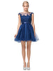 Vestido con cuello joya y mangas casquillo Dancing Queen 2153