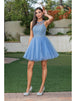 Vestido corto sin mangas con apliques florales Dancing Queen 2156