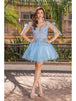 Vestido Ilusión Cuello en V Apliques Florales Dancing Queen 3339