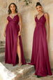 Vestido de novia de saten con escote palabra de honor y abertura de Ladivine 7485