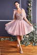 Vestido de tul corto de corte Linea-A CD0174 de Ladivine