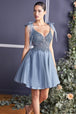 Vestido de tul corto de corte Linea-A CD0174 de Ladivine