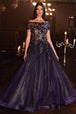 Vestido de gala de tul en capas sin tirantes CD955 de Ladivine