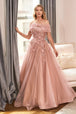 Vestido de gala de tul en capas sin tirantes CD955 de Ladivine